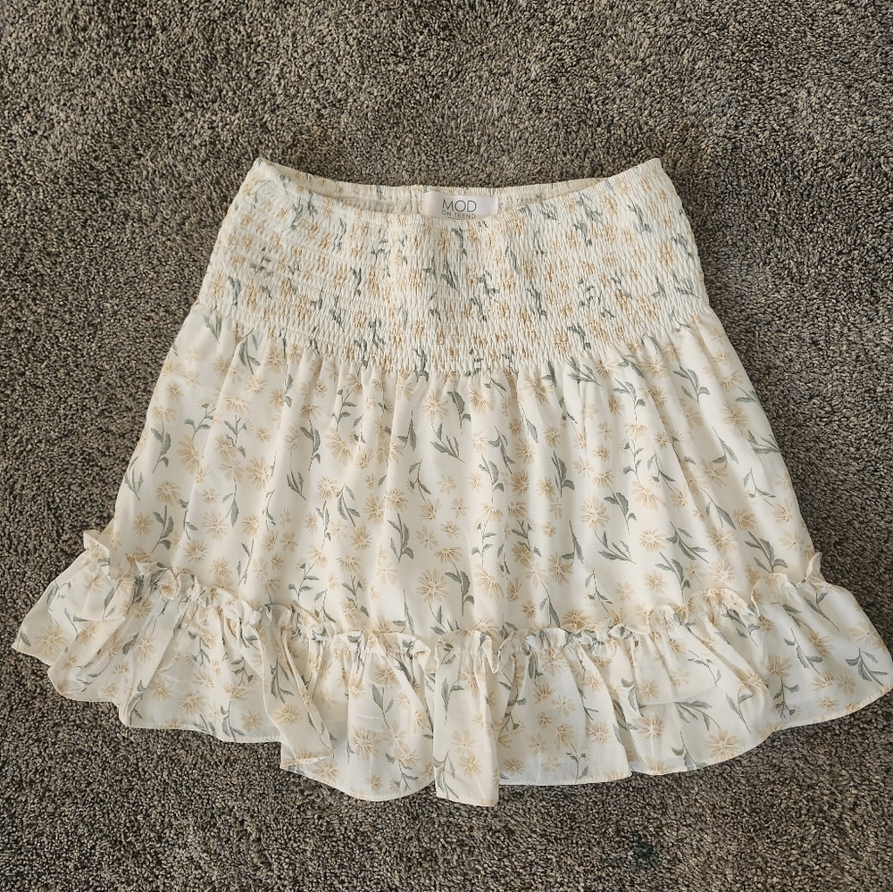 White Floral Skirt